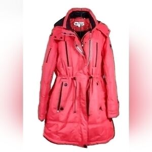 HAWKE & CO. OUTFITTER, Women's  Red Winter Coat, With Faux Fur Hoodie Nwt Size L